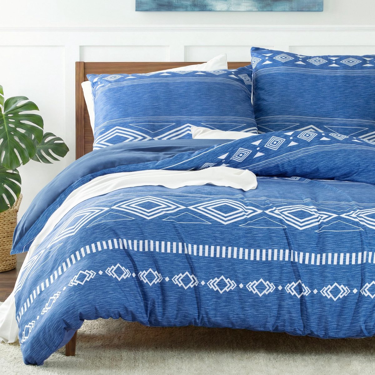 Omgoods - Bedlinnen Set met Duvet Cover en 2 Kussenslopen, Blauw