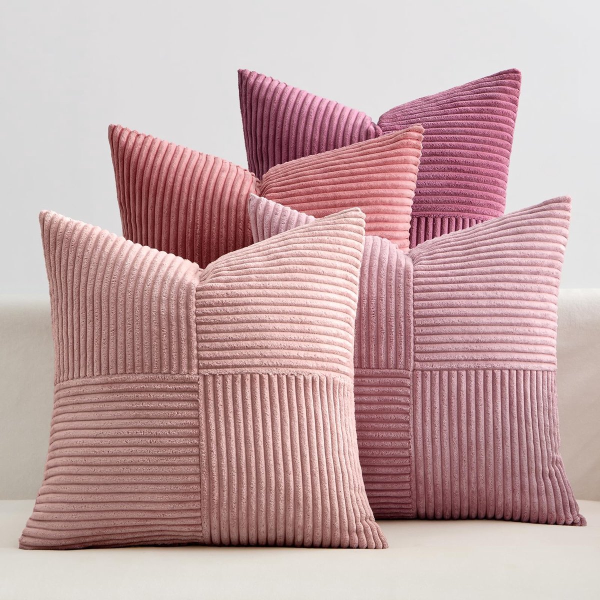 Omgoods - Set van 4 Corduroy Kussenslopen, Decoratieve Kussenhoezen voor Sofa en Bed
