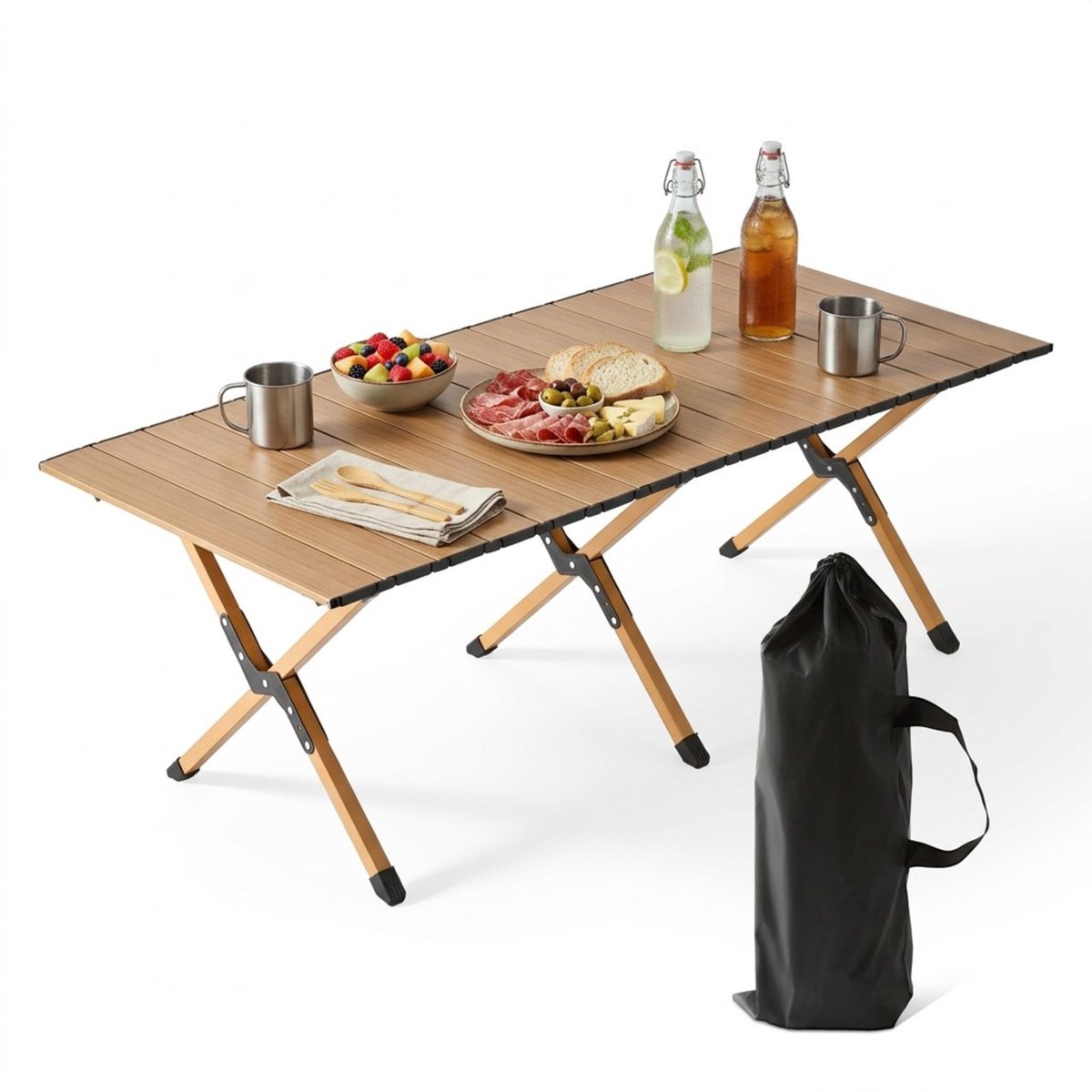 Omgoods - Opvouwbare Campingtafel met Hoogteverstelling en Draagtas