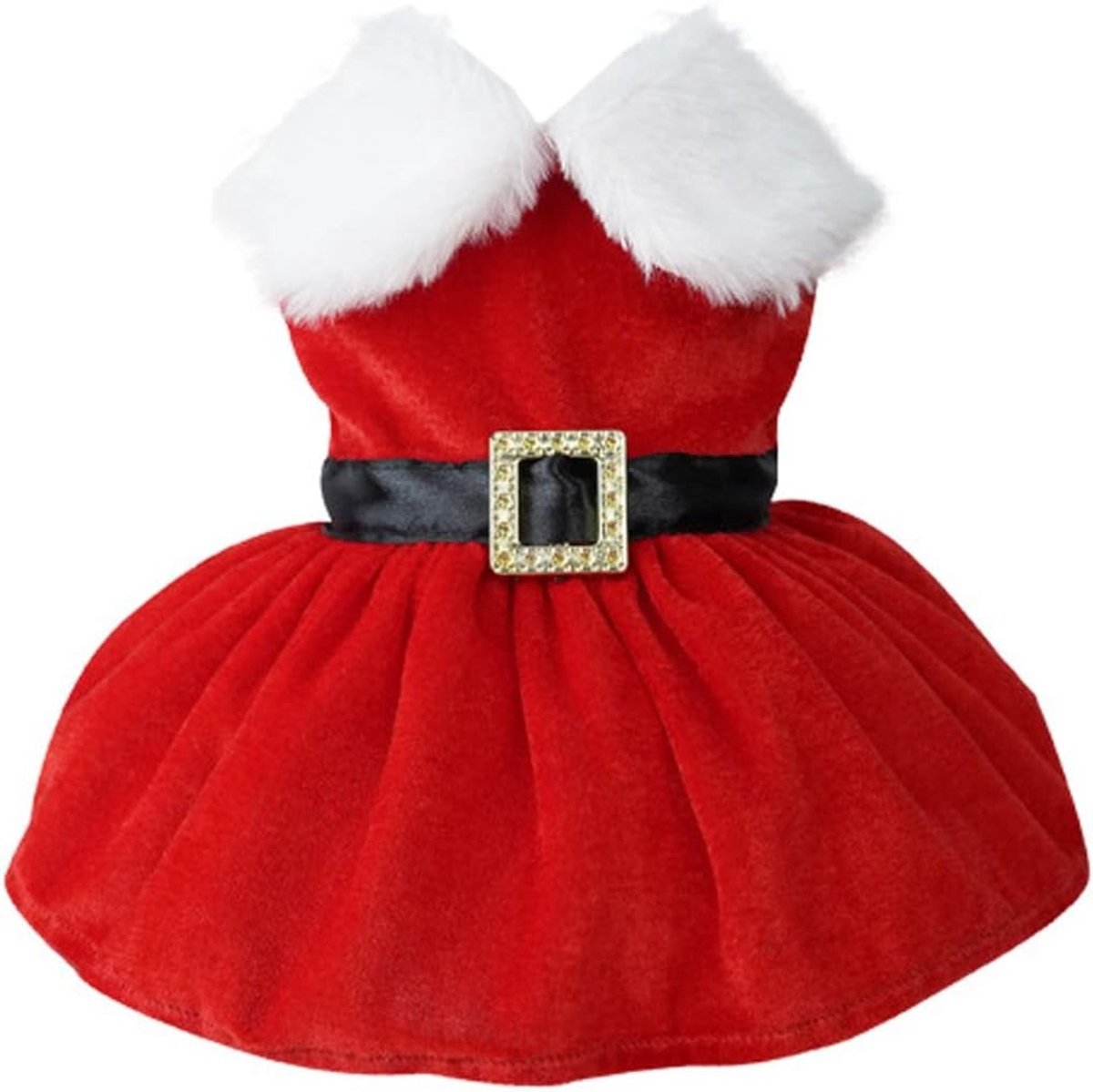 Kerstkostuum voor Honden en Katten, Fluwelen Santa Outfit met Rok voor Kleine en Middelgrote Huisdieren