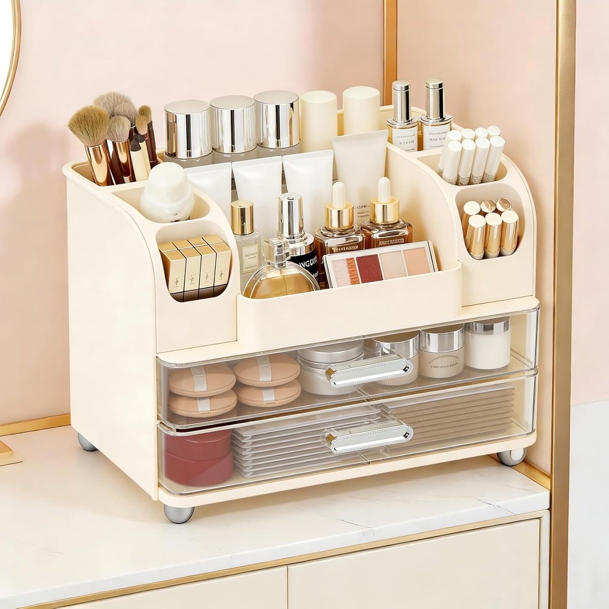 Omgoods - Makeup Organizer met Borstels Houder - Multi-Pocket Cosmetica Opslag