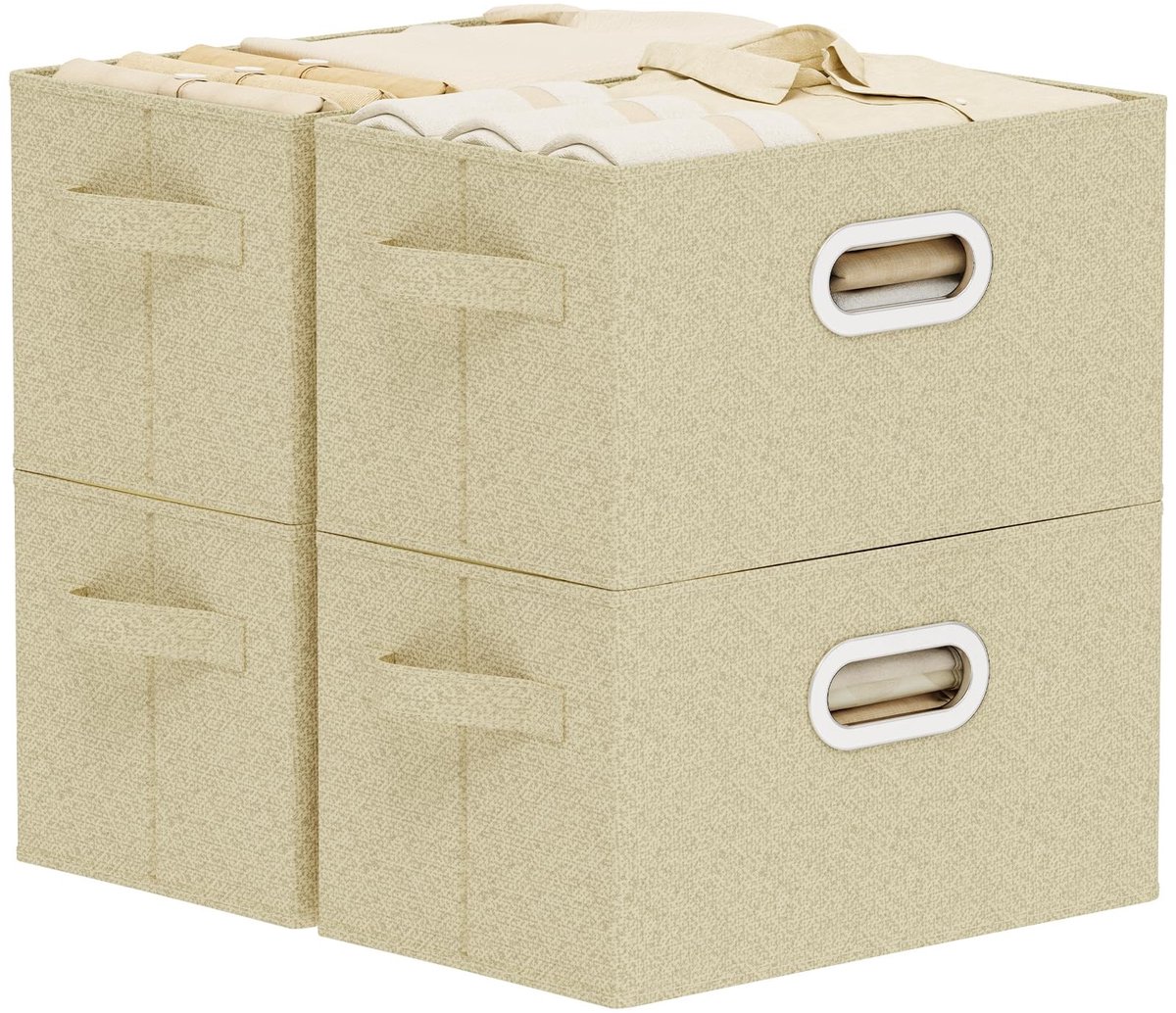 Omgoods - Set van 4 Opvouwbare Opbergmanden met Handvatten