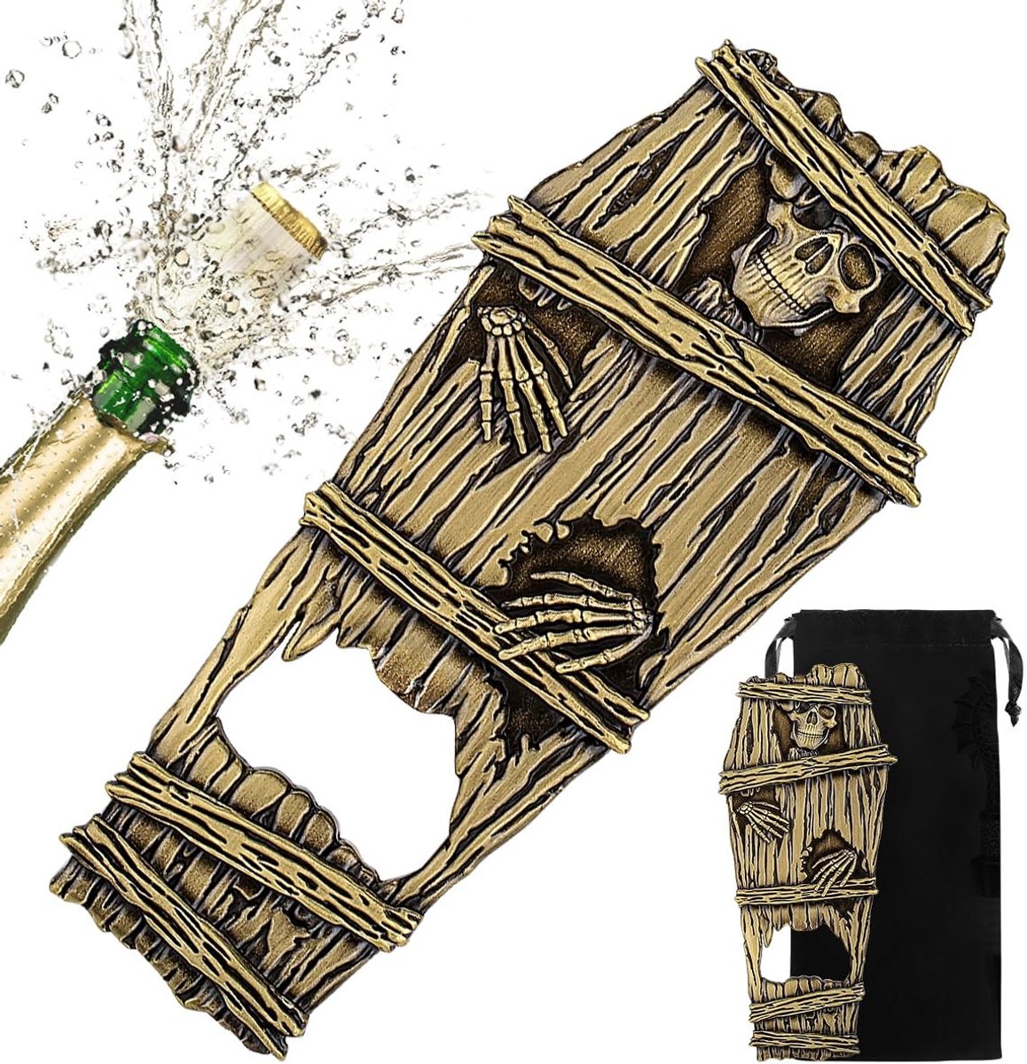Omgoods - Schedel Flesopener in Brons met Geschenktas