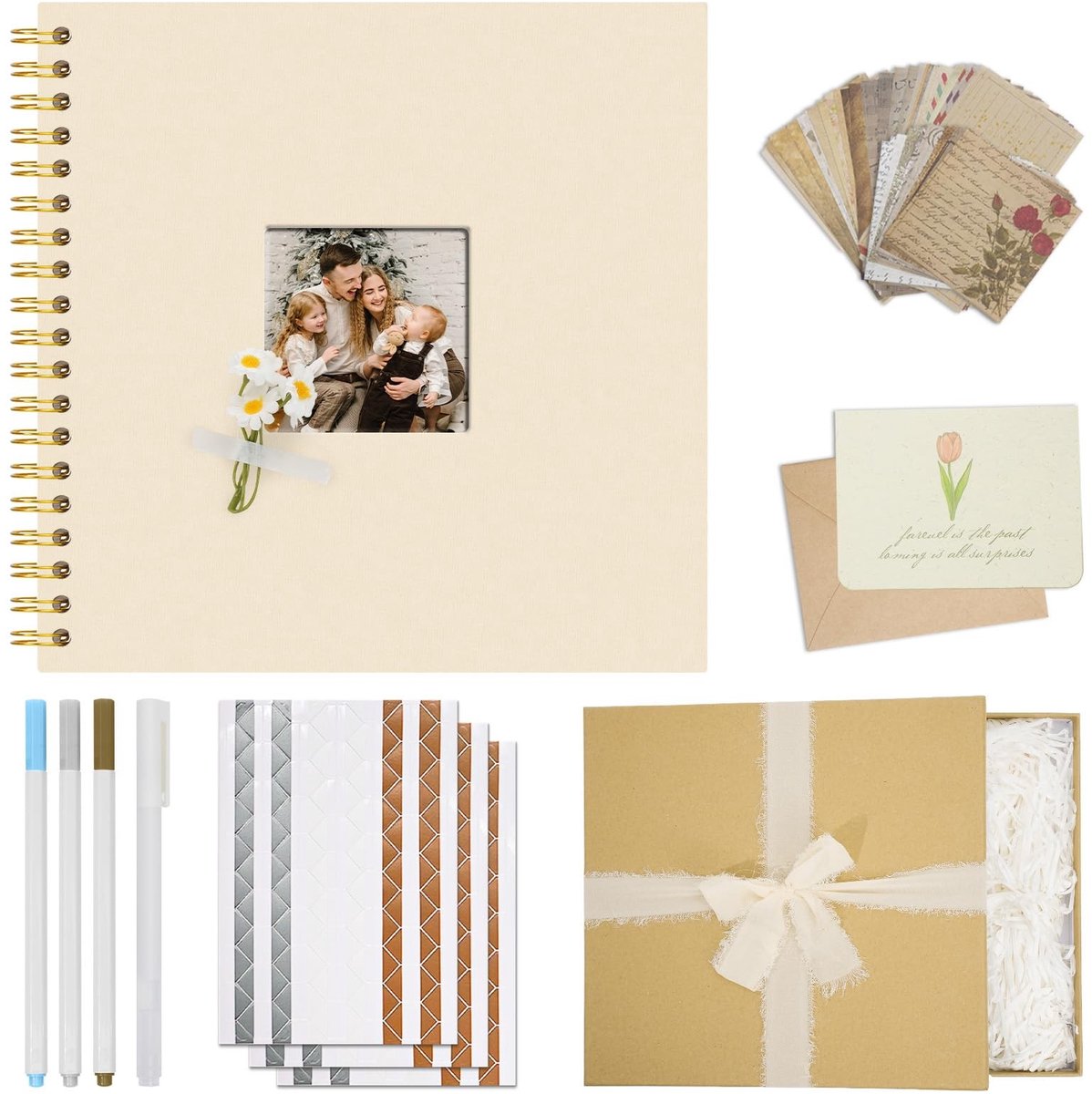 Omgoods - DIY Fotoalbum en Scrapbook Set, 10 x 10 Inch, Beige