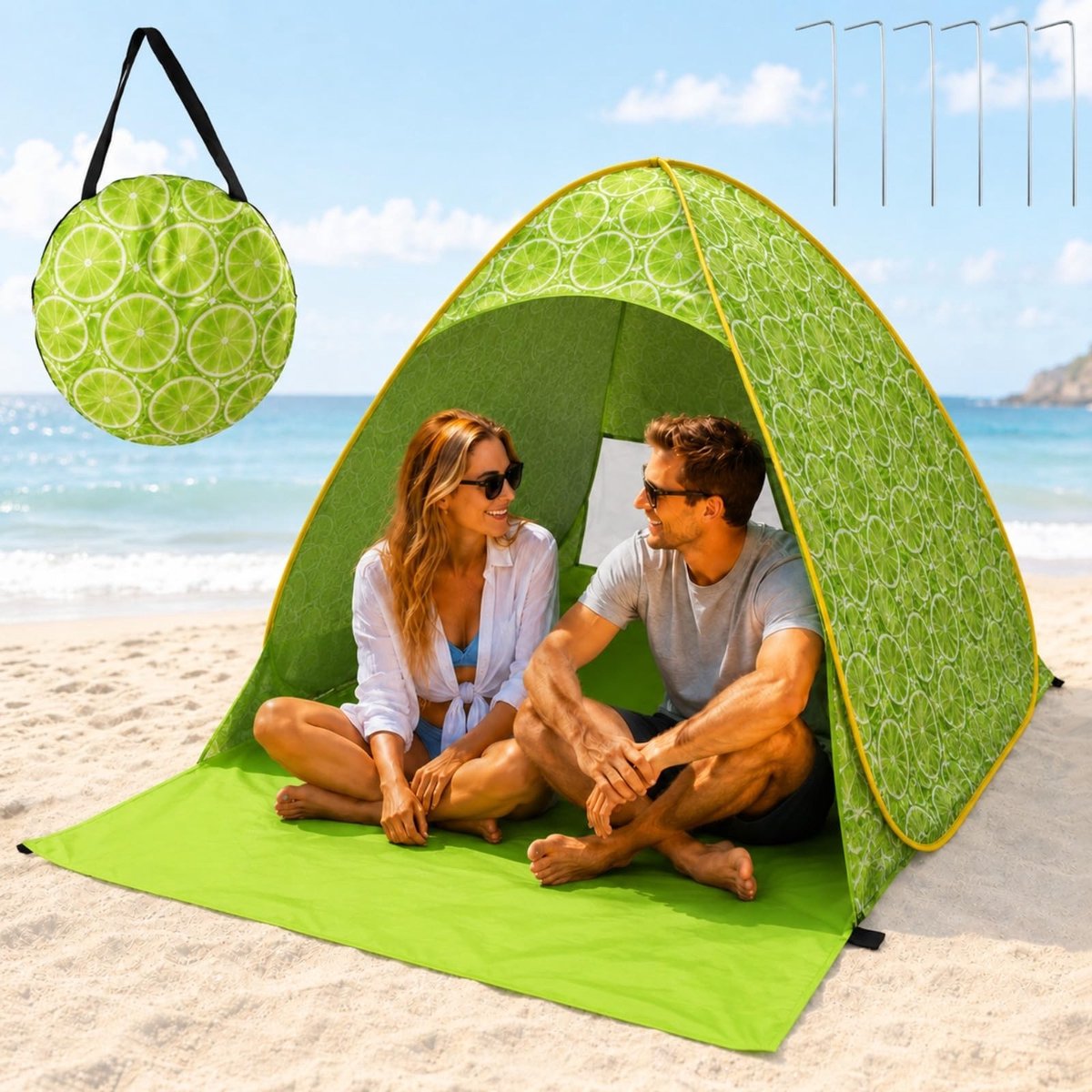 Omgoods - Pop-up Strandtent met UV Bescherming voor 2-3 Personen
