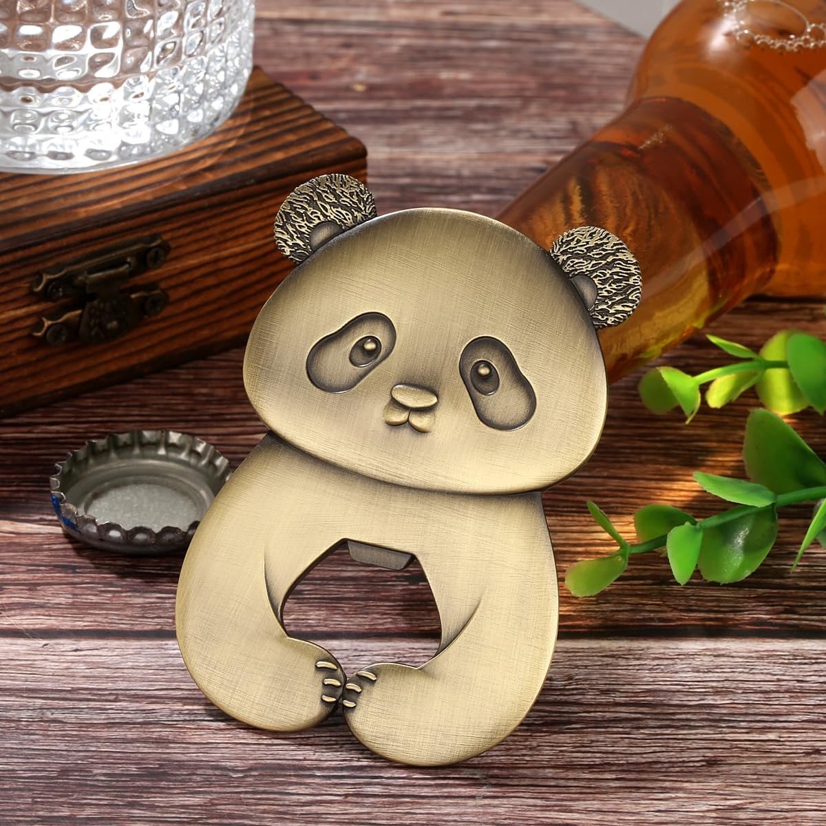 Omgoods - Panda Flesopener in Brons - Unieke Ontwerp voor Feesten