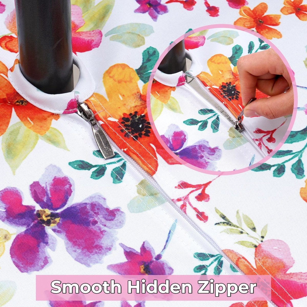 Omgoods - Ronde Waterdichte Tafelkleed met Bloemenprint - 178 cm met Umbrella Hole