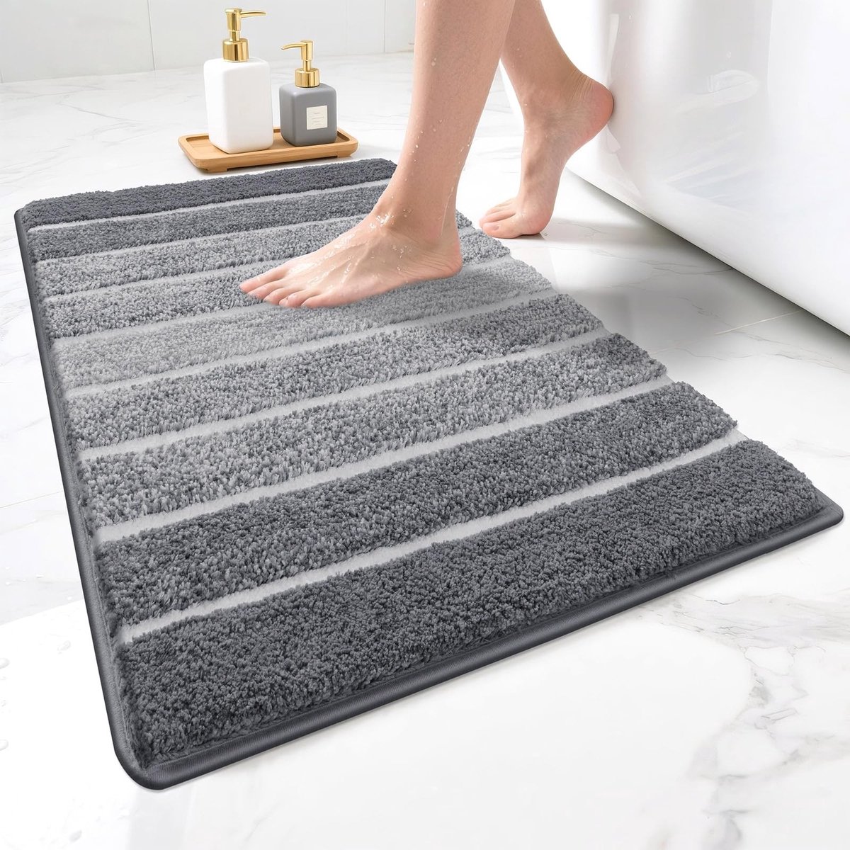 Omgoods - Badmat 50 x 80 cm, Antislip en Waterabsorberend, Grijs