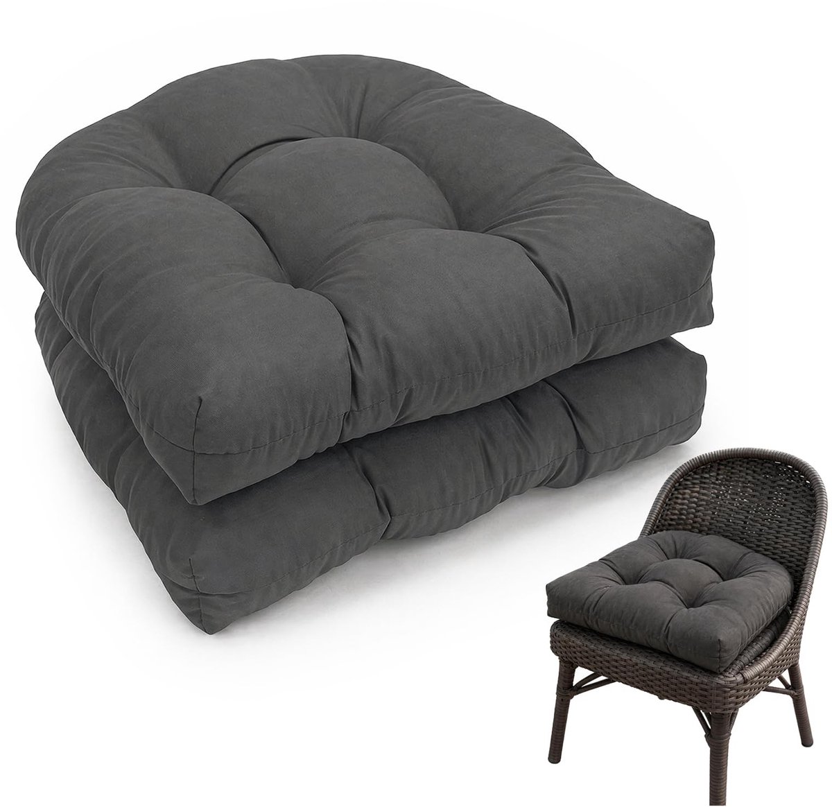 Omgoods - Set van 2 Buitenstoelkussens Halve Cirkel 48x48cm met Bandjes