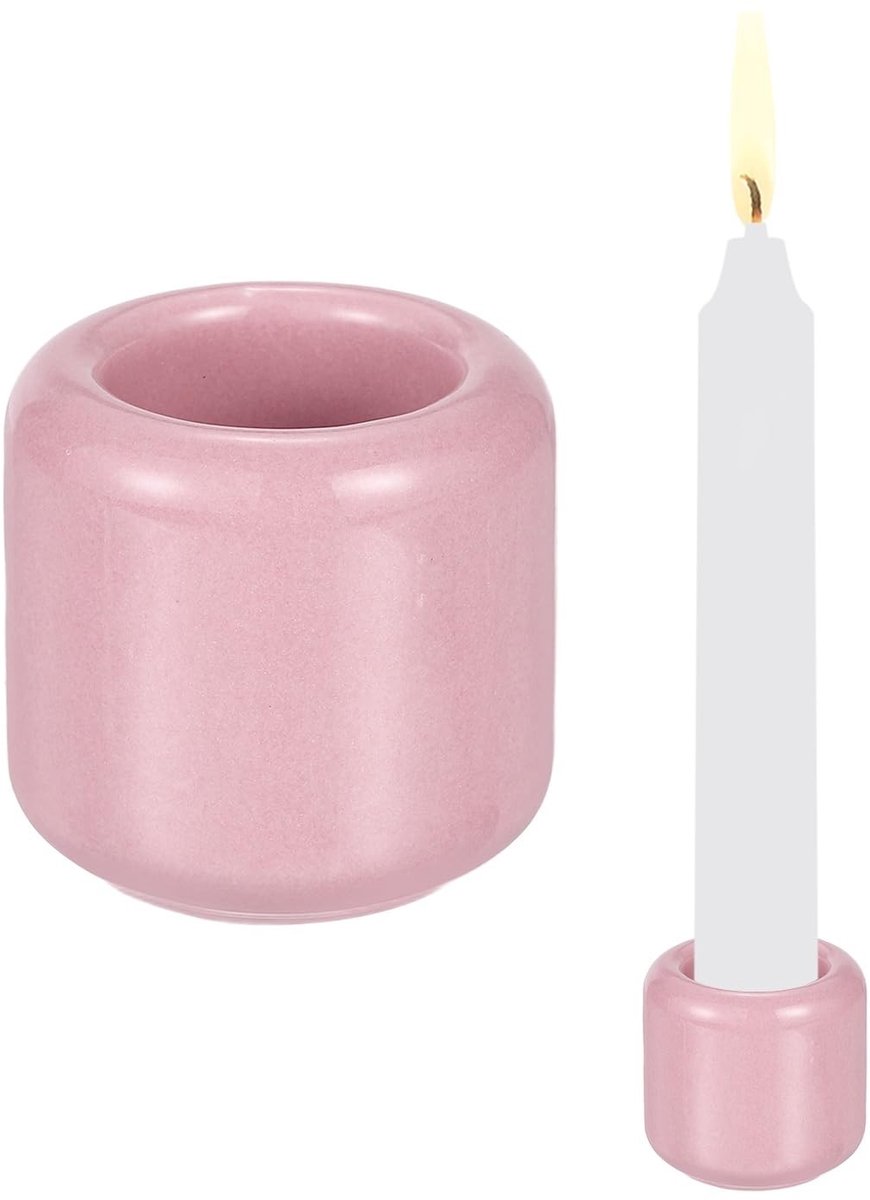 Omgoods - Set van 2 Roze Mini Kaarsenhouders voor Meditatie