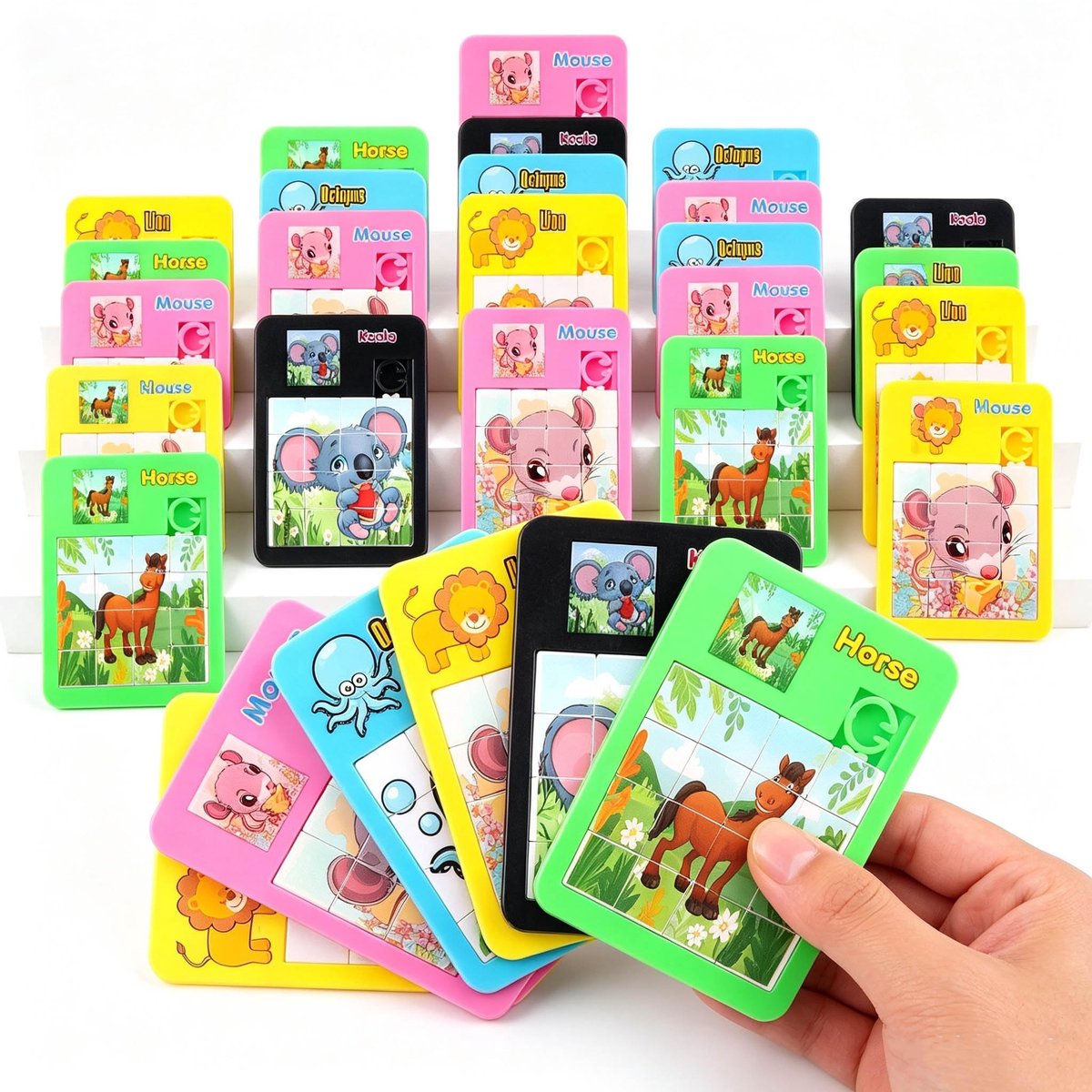 Omgoods - Set van 30 Mini Schuifpuzzels voor Kinderen