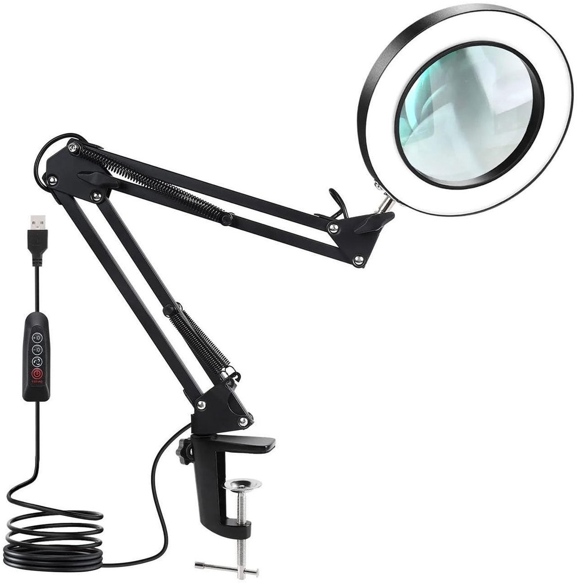 Omgoods - LED Vergrootlamp met Verstelbare Arm en Dimbare Functie - Perfect voor Hobbymatige Activiteiten
