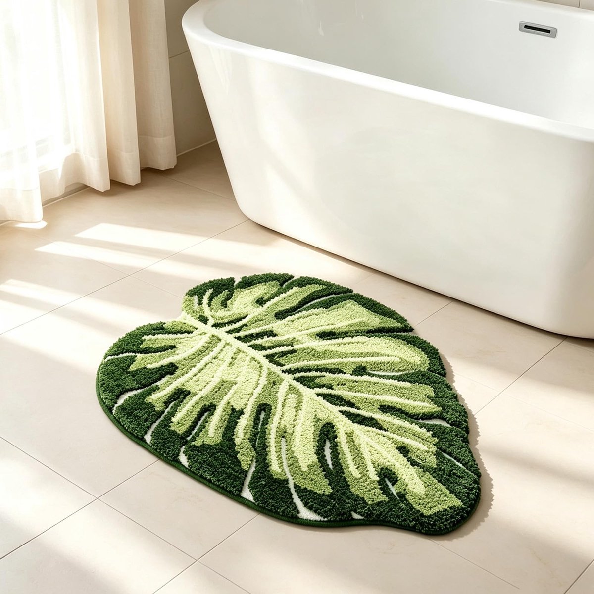 Omgoods - Monstera Badmat, Bladvormig en Wasbaar