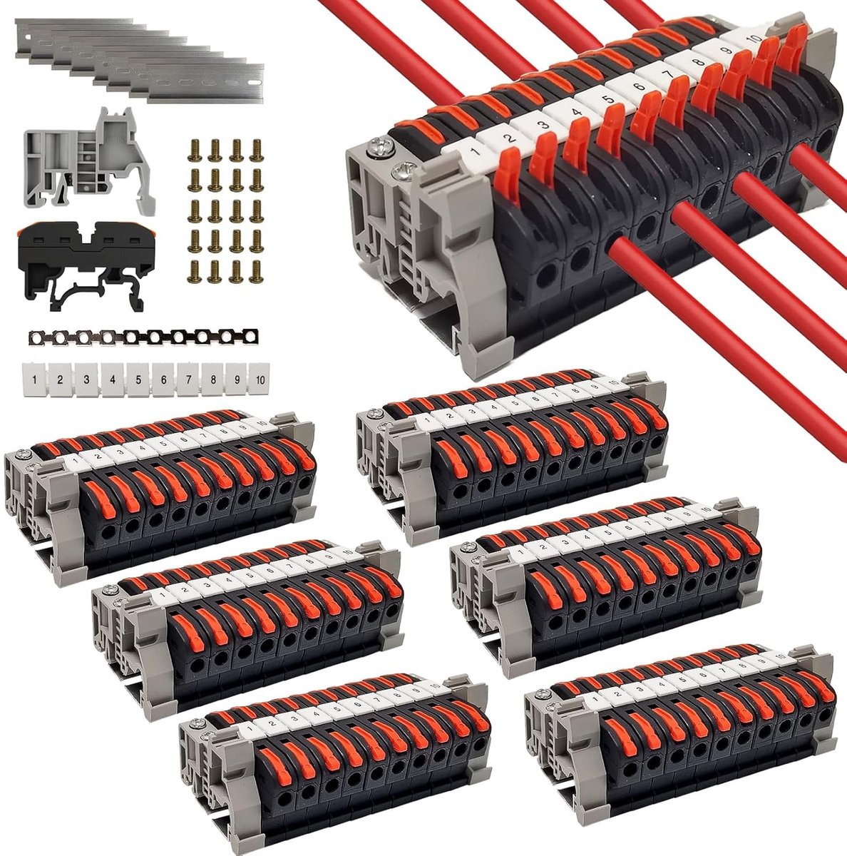 SQLJYU PCT-211 Set of 60 terminals for DIN rail 0.08-4 mm² - Transition terminal terminal PCT-211 - ShopVlot