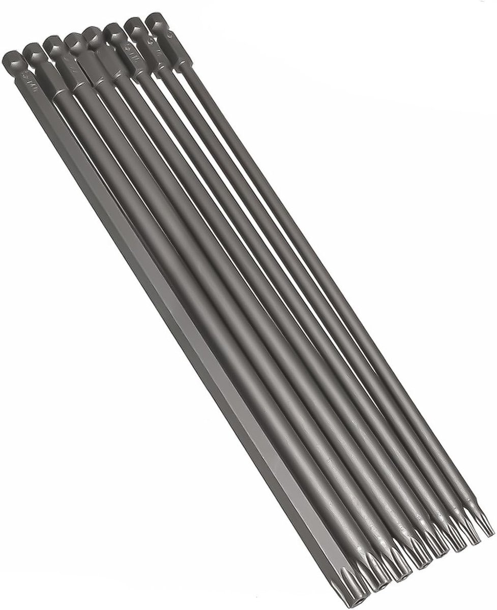 SnelShoppen - 8-delige Torx Bit Set 200mm - Magnetische Hex Shank Torx Schroevendraaier Bits T8-T40 - S2 Legeringsstaal - Voor Elektrisch Gereedschap