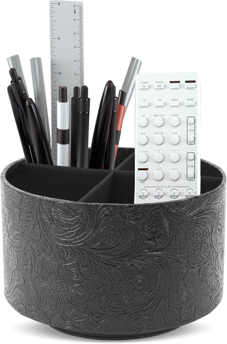 Desk Organizer, 360 Degree Rotating Multi-Function Pen Holder, 4 Compartments Desktop Stationary Organizer, Home - ShopVlot