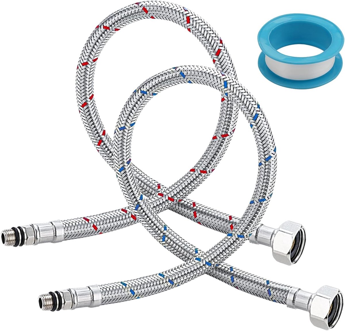 SnelShoppen - 2 Stuks Aansluitslang Bevestiging G3/8 x M10, Kraan Slang Verlenging 80 cm | Roestvrijstalen Aansluitslang, Flexibele Slang, Verlenging