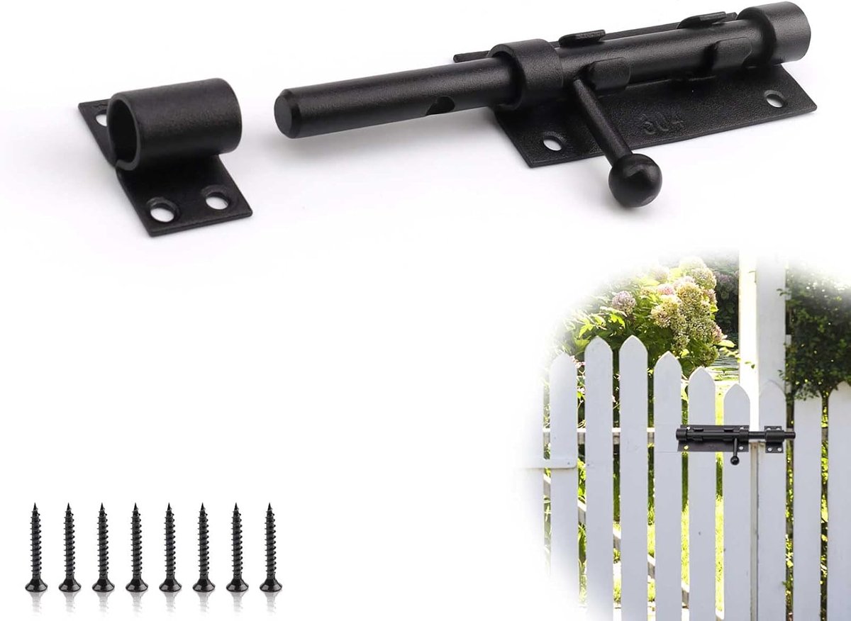 Door latch made of stainless steel 304, Robust door latch in black with mounting screws, safety latch for interior - ShopVlot