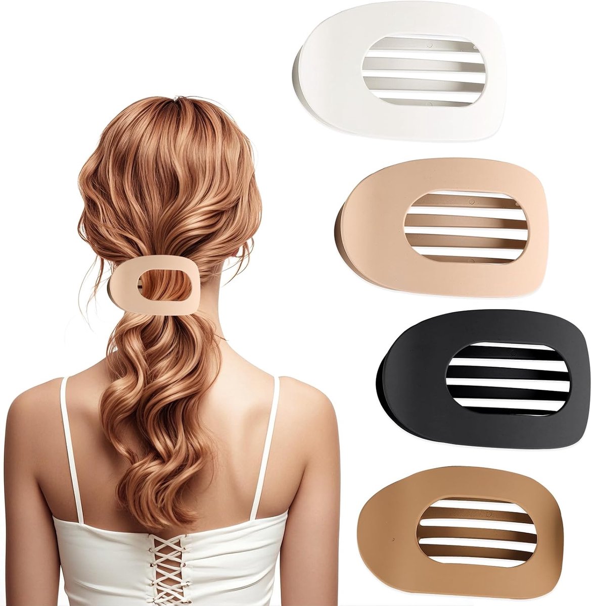 SnelShoppen - Set van 4 Grote Haarspelden, Antislip Haarclips voor Vrouwen, Stijlvolle Haaraccessoires voor Dikke Haar, Ideaal voor Dagelijks Gebruik