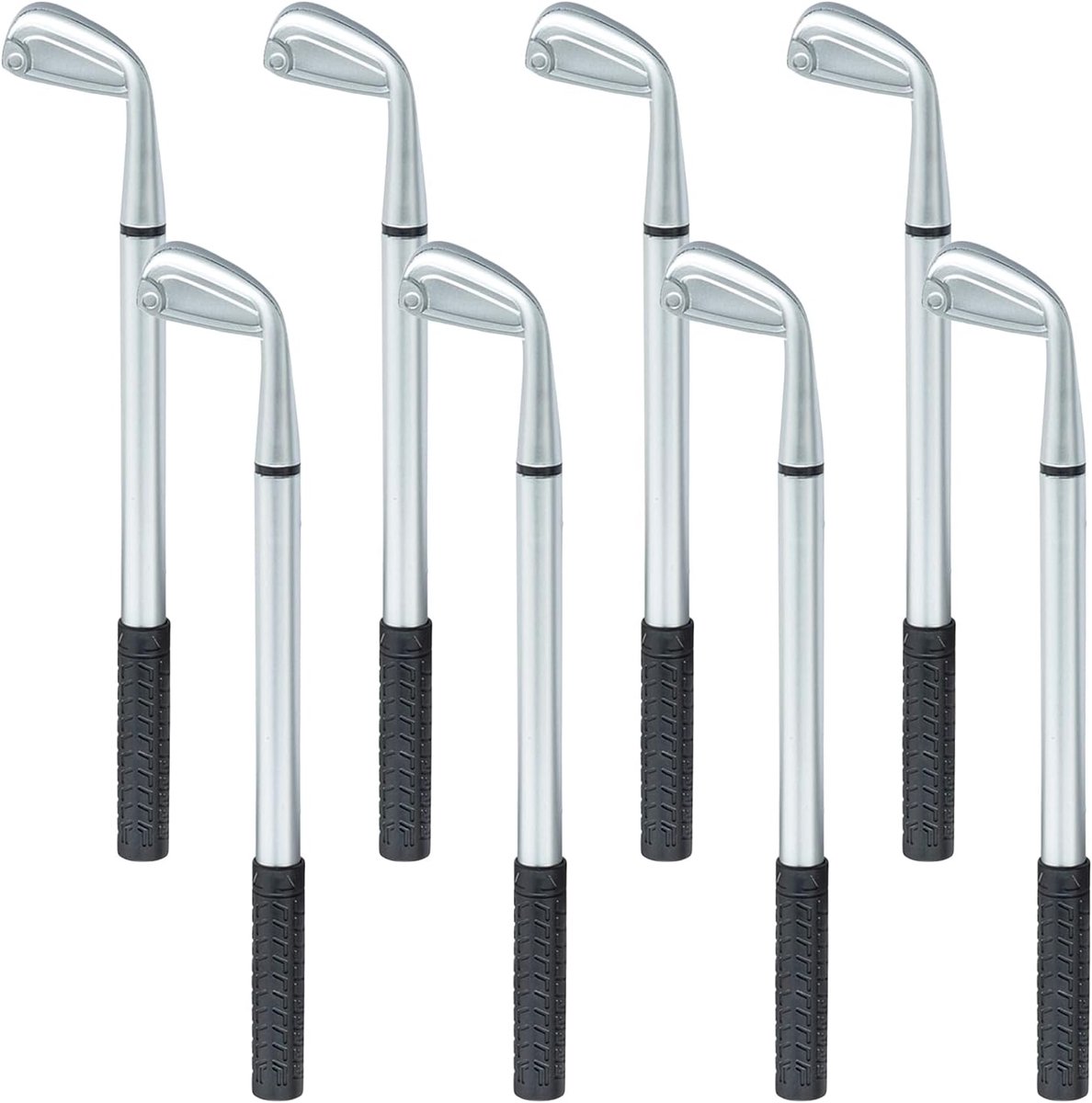 Golf Gel Pen 8 Stuks - Mini Golfclub Rollerbalpen - Zilver - Perfect voor school en kantoor - ShopVlot