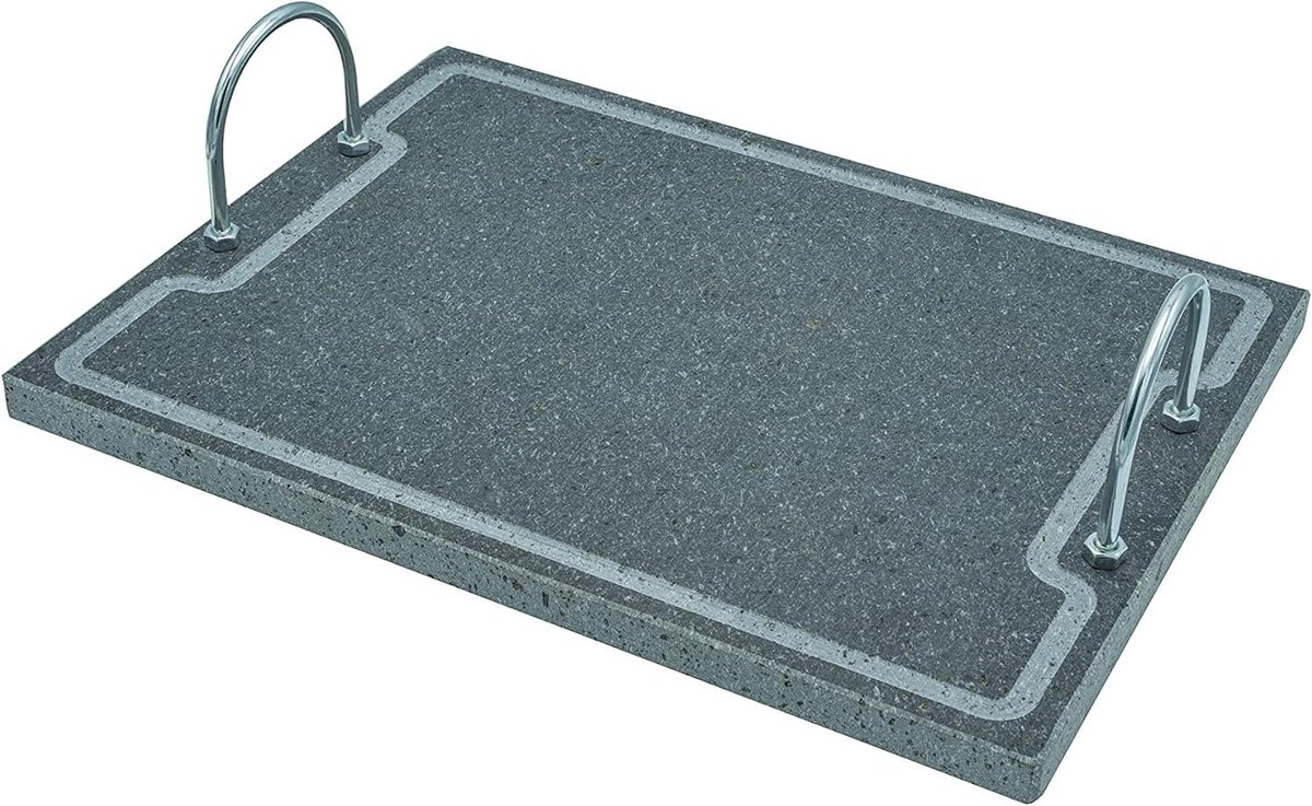 Grillpan Lavasteen - Serveerschaal Bakplaat - Gelijkmatig Grillen - Natuurlijke Antiaanbaklaag - 40x30x2cm - Grijs