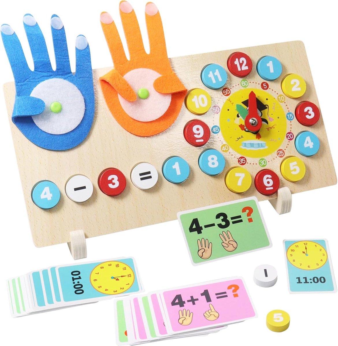 Educatieve Houten Rekenspeelgoed voor Kinderen, Montessori Telspel, Vinger Tellen en Wiskunde Spellen voor Peuters en Kleuters