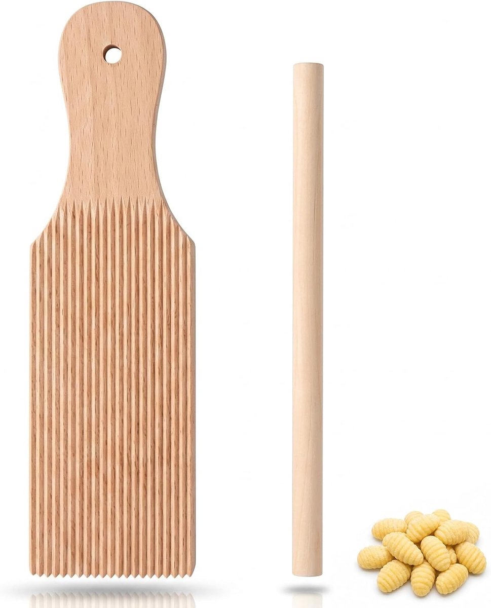 Gnocchi plank en noedelplank van beukenhout, 24 cm, ideaal voor zelfgemaakte pasta en gnocchi, keukenaccessoire voor pastaliefhebbers