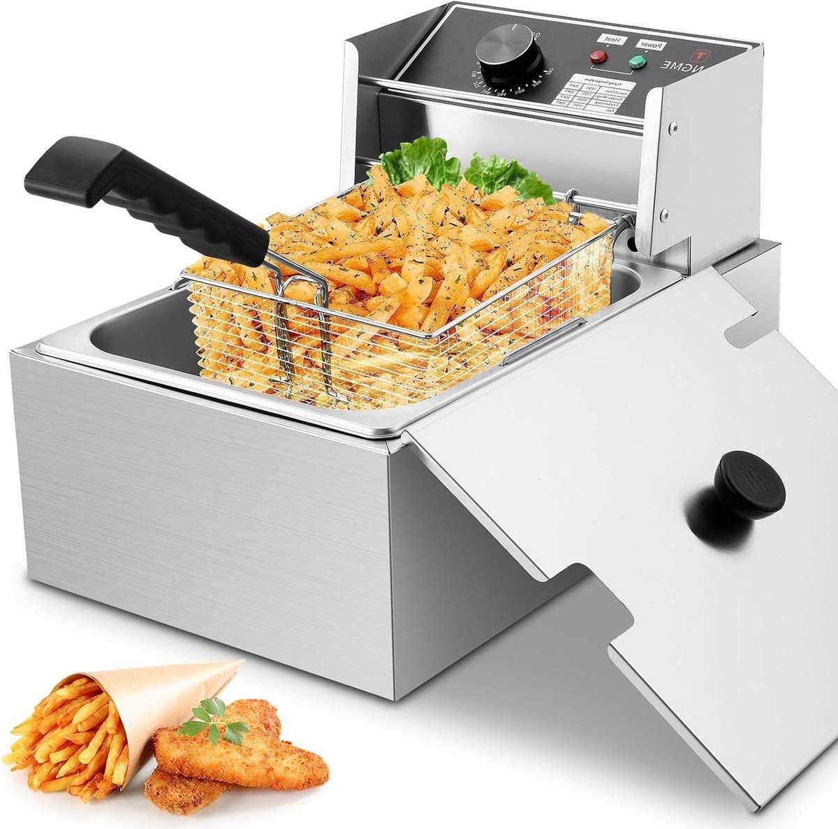 Elektrische Friteuse - Friteuse met mand - Thuis Frituren - Grote inhoud 6.3 liter - 1700 Watt - Roestvrij staal