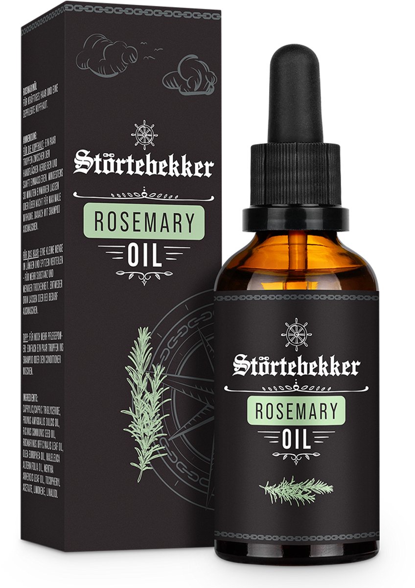 Störtebekker® Premium Rozemarijnolie Haar - Intensieve Hair Oil met Bio Rozemarijn, Amandelolie & Theeboomolie - Voor Droge Hoofdhuid & Broos Haar - Vegan, Siliconenvrij - 50ml