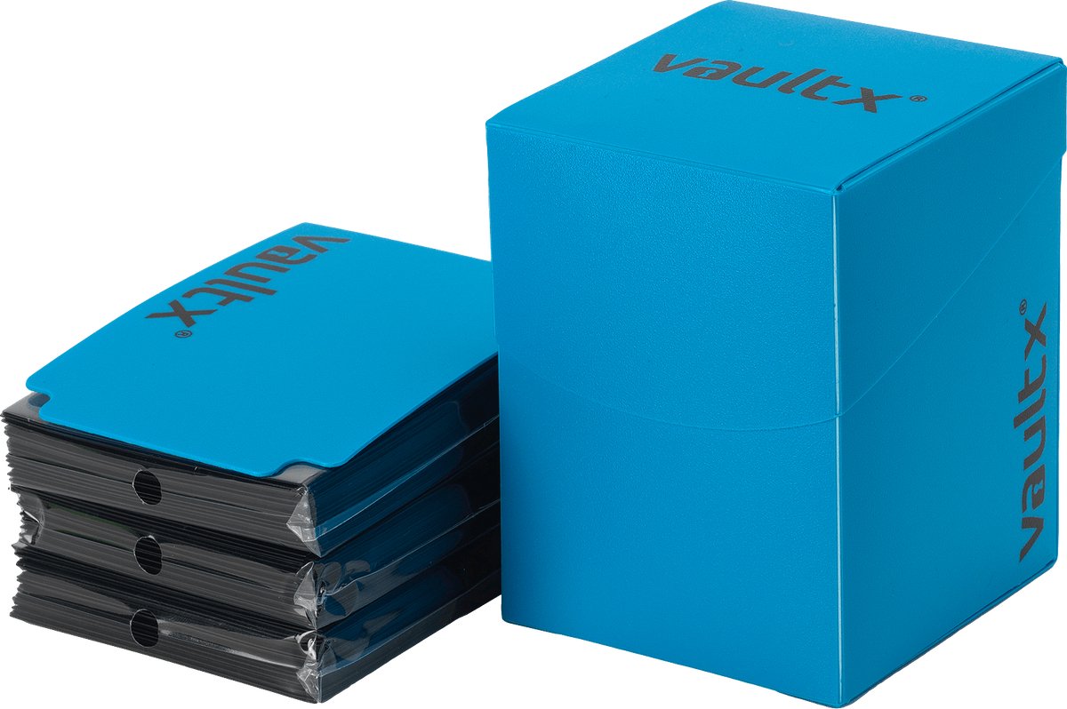 Vault X Deck Box voor Trading Cards en 150 Zwarte Kaarthoezen - Kaartenhouder en Opbergdoo - Blauw