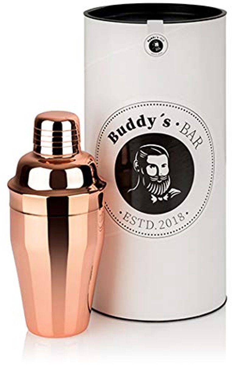Buddy´s Classic - cocktailshaker - 500 ml - koperkleurig RVS - vaatwasserbestendig - met geschenkdoos