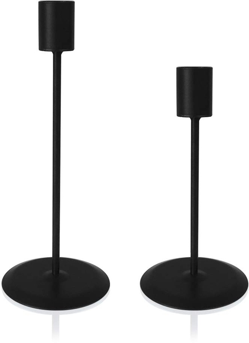 Omgoods - Set van 2 Zwarte Kaarsenhouders, Stijlvol voor Thuis en Bruiloften