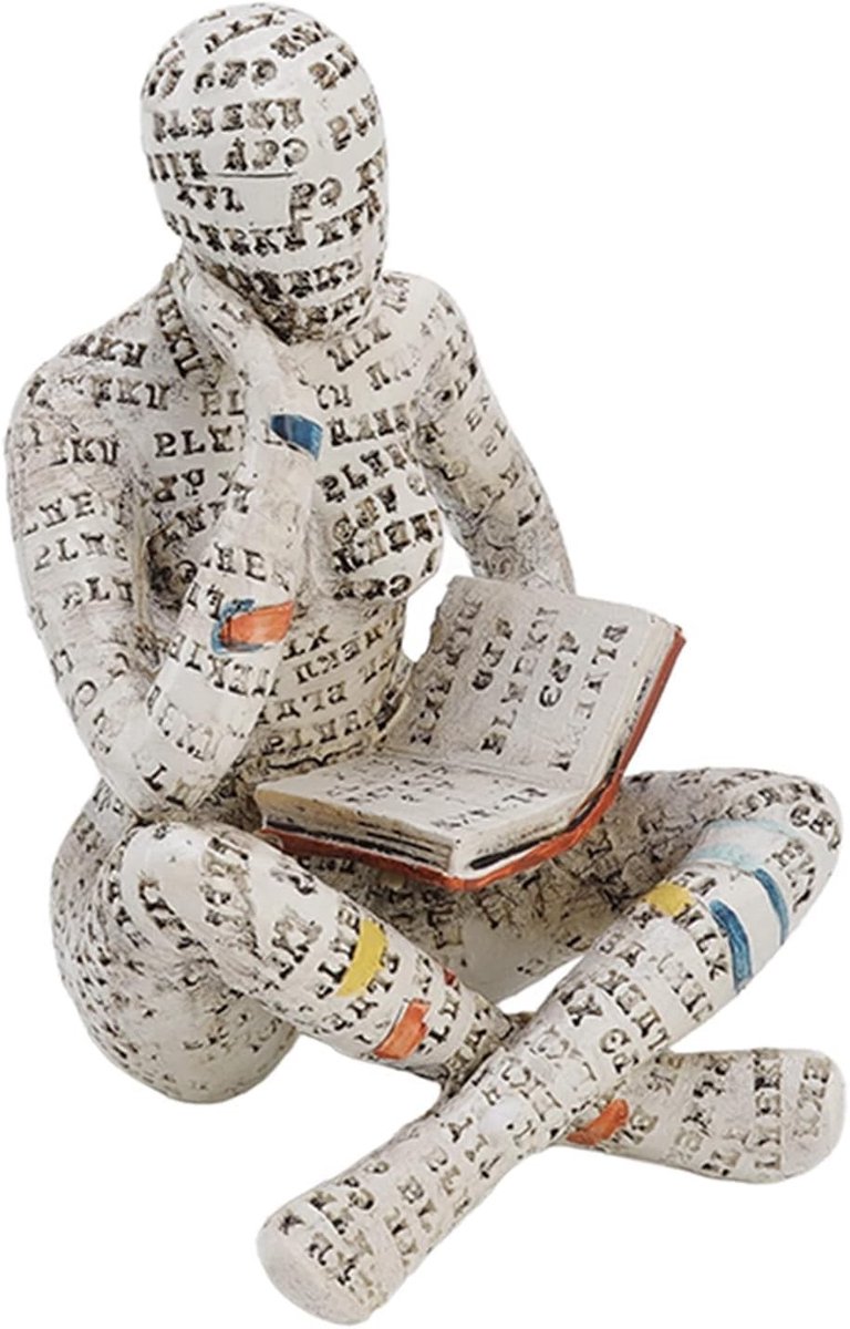 Omgoods- Beeldje Lezende Vrouw - Decoratie Huis - Hars Ornament - Figuursculptuur - Cadeaukeuze - Uniek Ontwerp