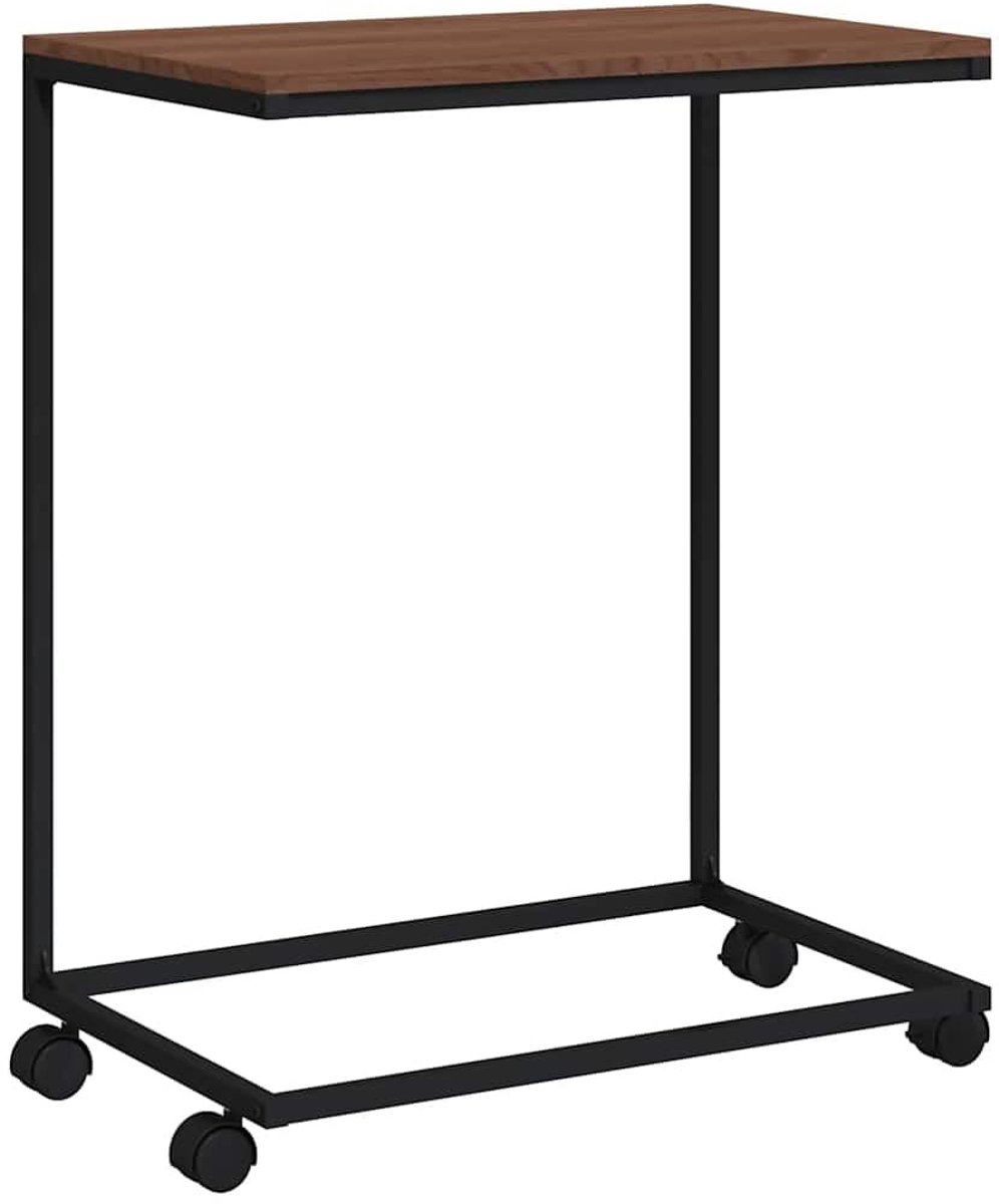 Omgoods - Zwarte C-vormige Bijzettafel met Wielen voor Gemakkelijk Gebruik