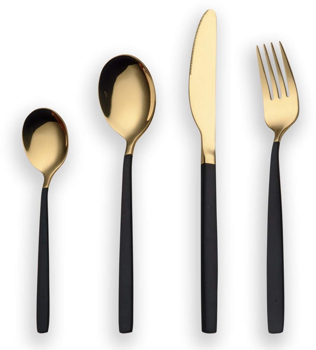 Omgoods - 24-delig Titanium Bestekset met Gouden Accenten