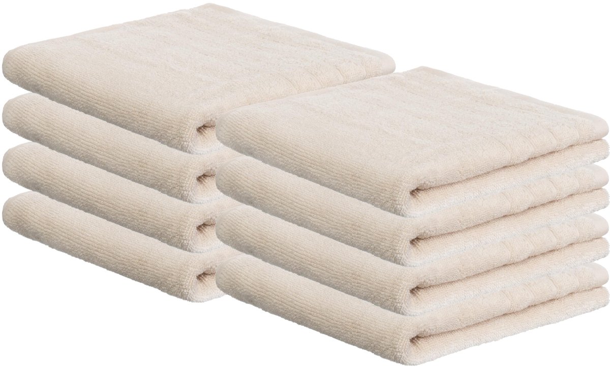 Omgoods - Gastendoekjes Set van 8 - 30x50 cm Zachte Terry 100% Katoen Crème