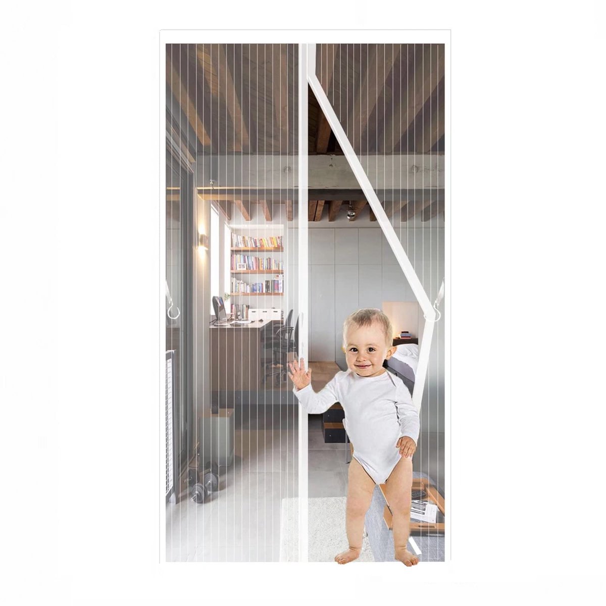 Omgoods- Hordeur Magnetisch - Vliegengordijn Insectenbescherming - Lichtgewicht Klamboe - Automatisch Openen/Sluiten - 95x210 cm - Stabiliteit met 36 Sterke Magneten