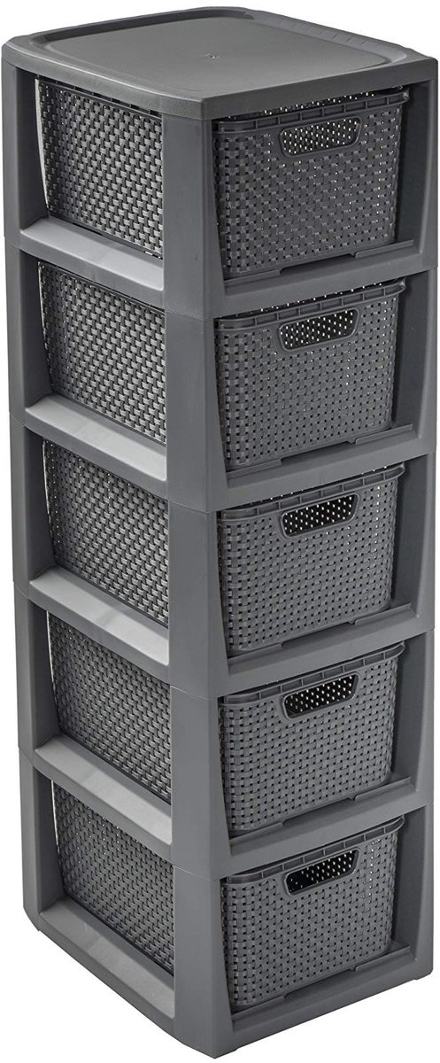 Omgoods - Ecologische Rattan Design Opbergrek met 5 Mandjes