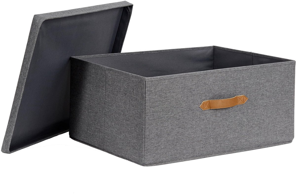 Omgoods - Premium Opbergbox met Linnen Deksel Grijs | Grote Opbergbox voor de Kast (54x40x25 cm)