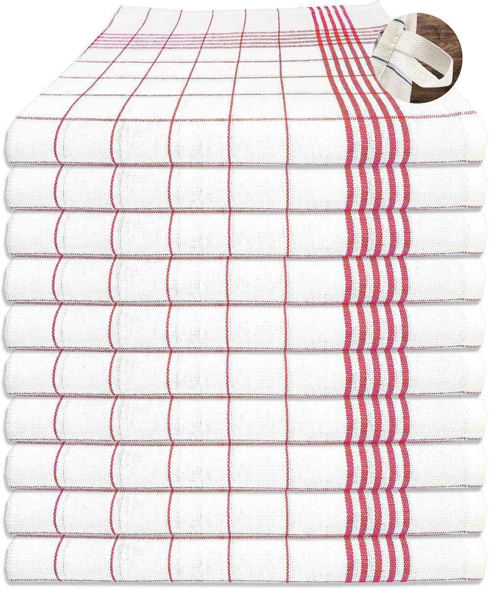 Omgoods- Theedoeken set van 10 stuks - 100% katoen - 50 x 70 cm - Vaatdoeken - Keukenhanddoeken - Duurzaam en absorberend
