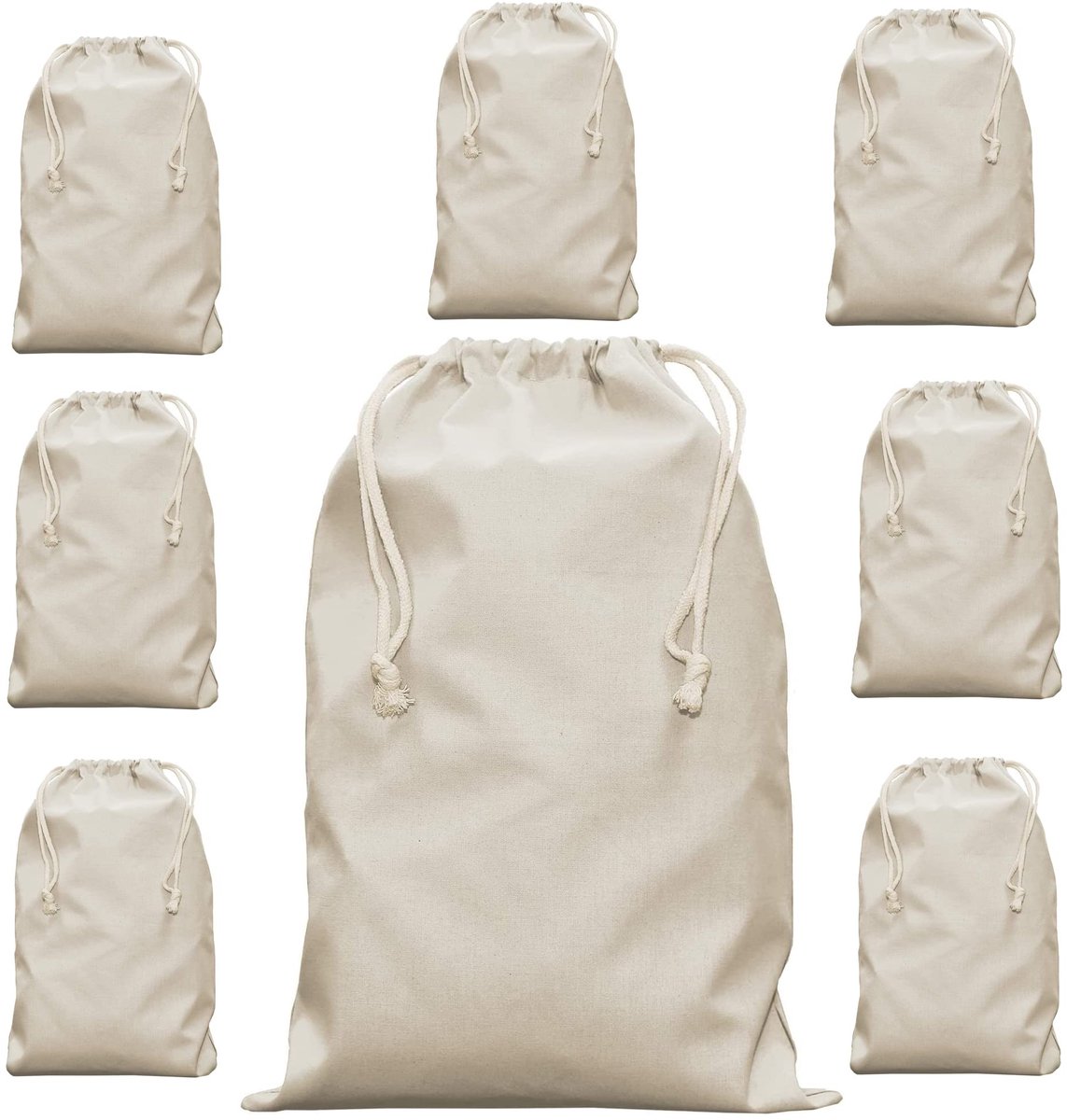Omgoods - Set van 10 Katoenen Zakjes voor Diverse Toepassingen