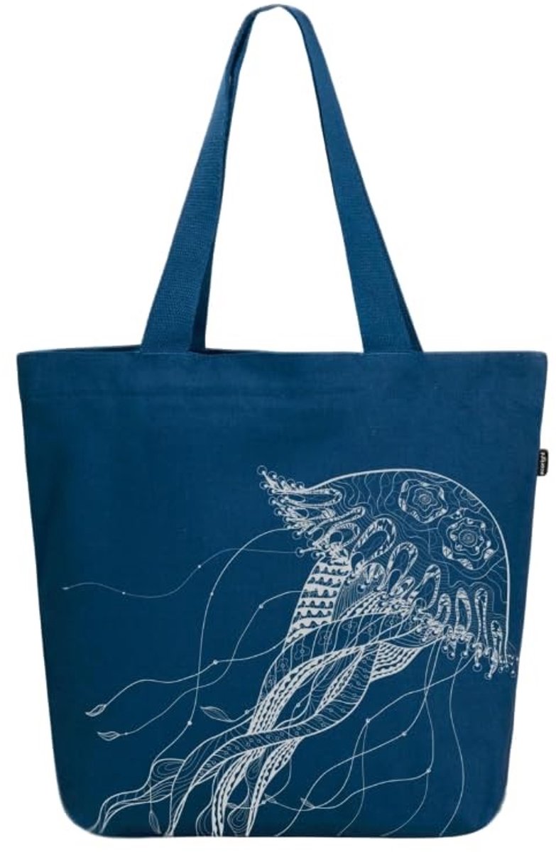 Omgoods - Grote Canvas Tote Bag met Ritssluiting en Vak