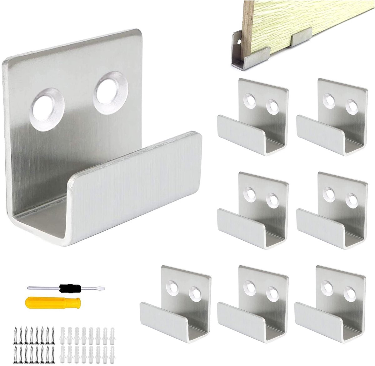 Omgoods - Set van 8 Sterke RVS Wandhaken met Bevestigingsmaterialen