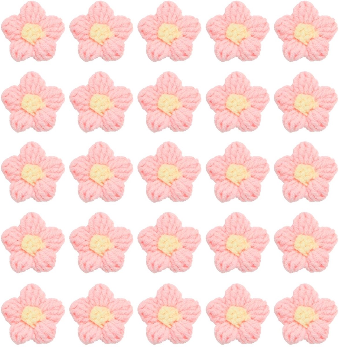 Omgoods - 50 Stuks Gehaakte Bloemen voor Knutselen en Decoratie