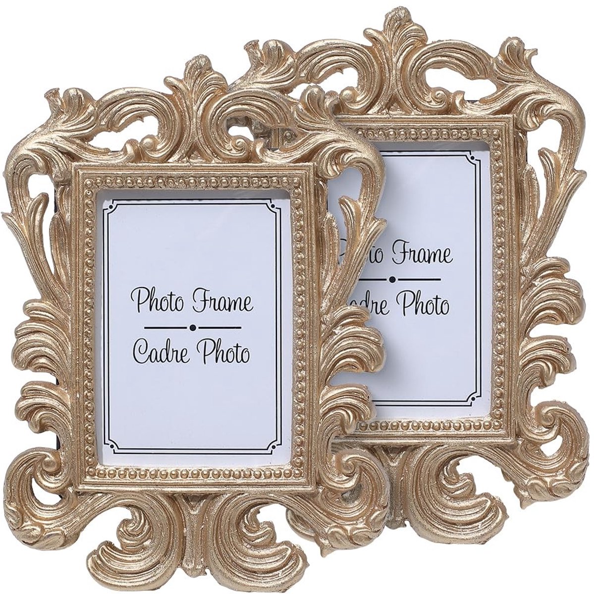Omgoods - 2 Stuks Barokke Gouden Fotolijsten - Vintage Retro Kaart Houder (16x13cm)