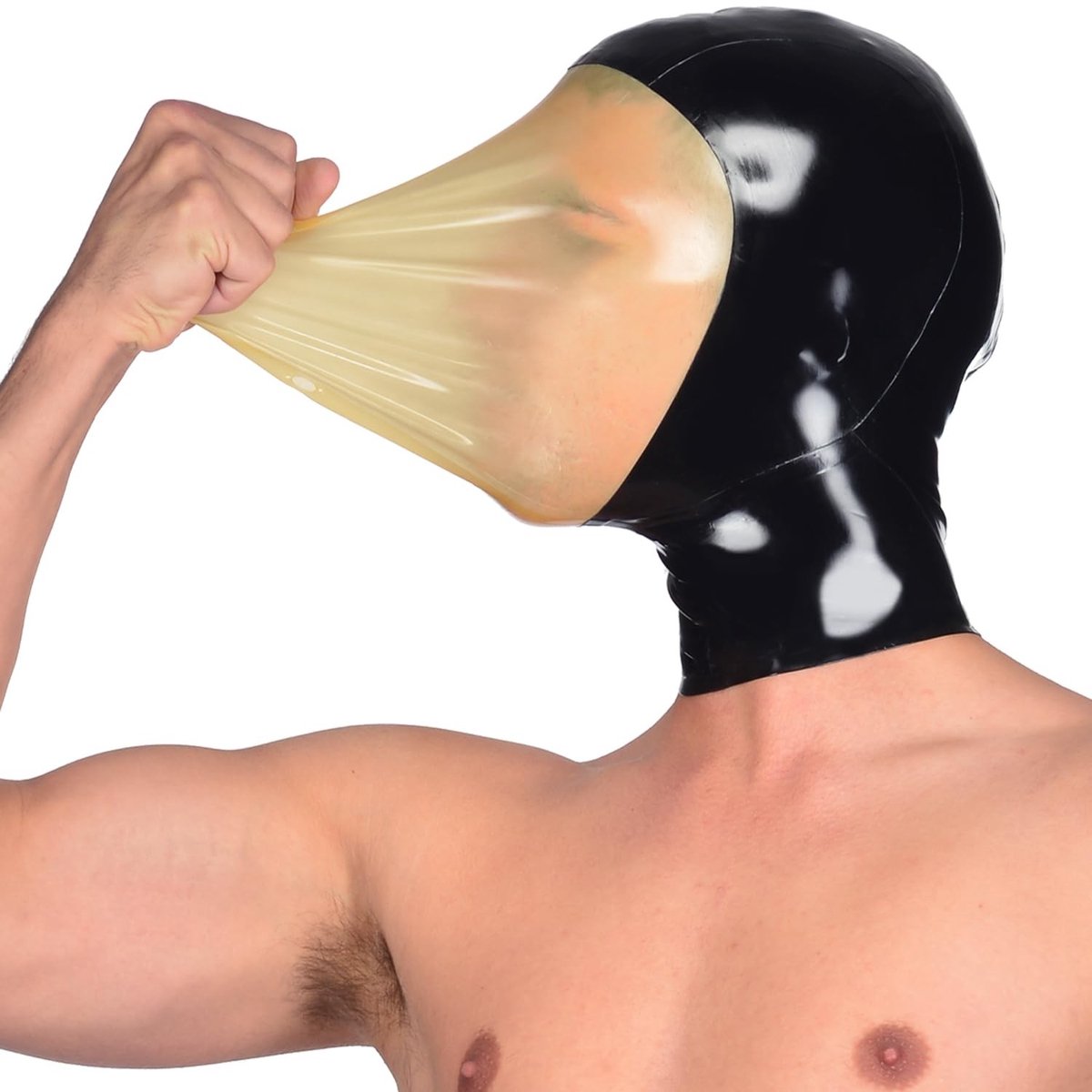 Omgoods - Zwart Latex Masker met Openingen voor Rubber Feestjes