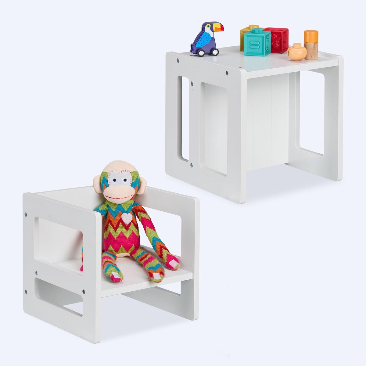 Omgoods - Set van 2 Omkeerbare Kinderstoelen met Armleuningen