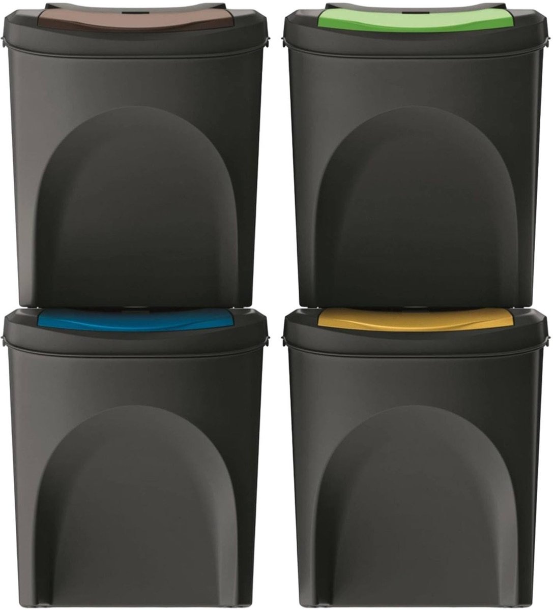 Omgoods - Set van 4 Recycle Bakken van 100% Gerecycled Plastic, Zwart