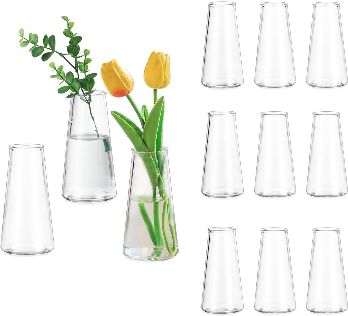 Omgoods - Set van 12 Kleine Glazen Vazen voor Tafel Decoratie