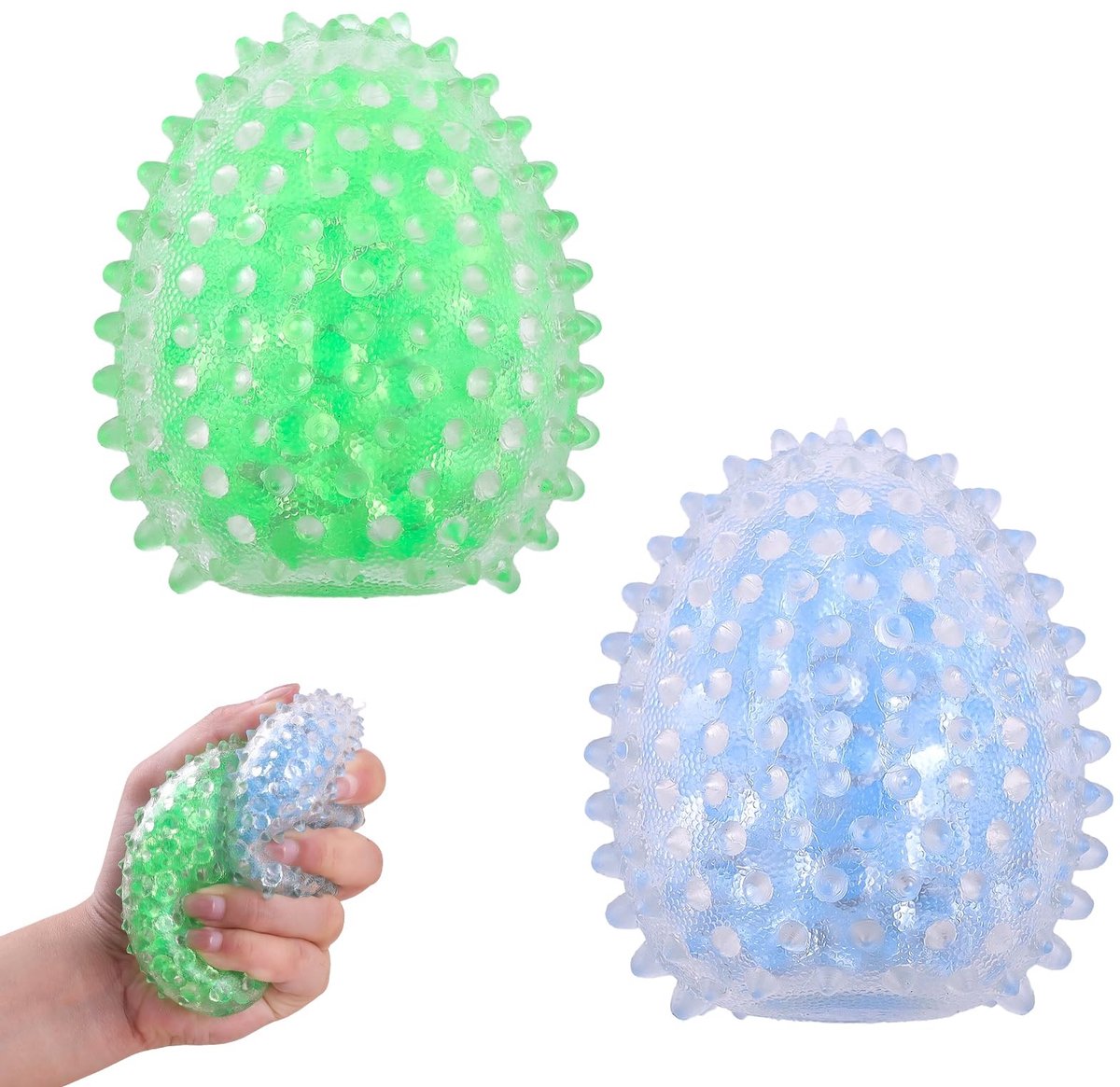 Omgoods - Set van 2 Handgemaakte Stressballen, Egelvormige Squeeze Ballen voor Stressverlichting